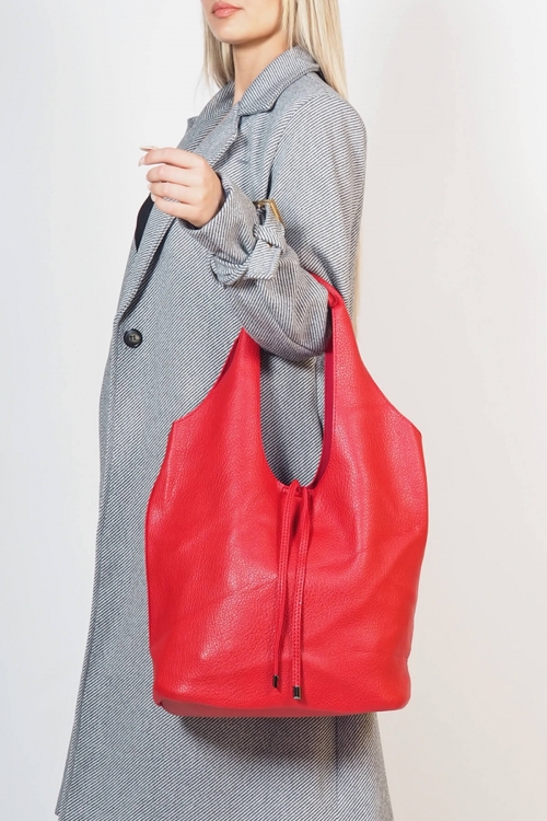 Eco leather shoulder bag with pocket