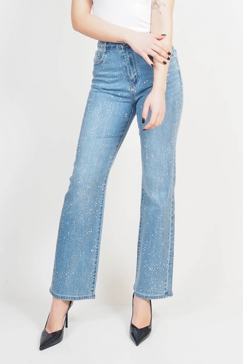 High waisted straight sparkle jeans Josephine