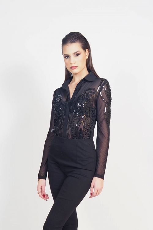 Long sleeved sequin bodysuit Irina