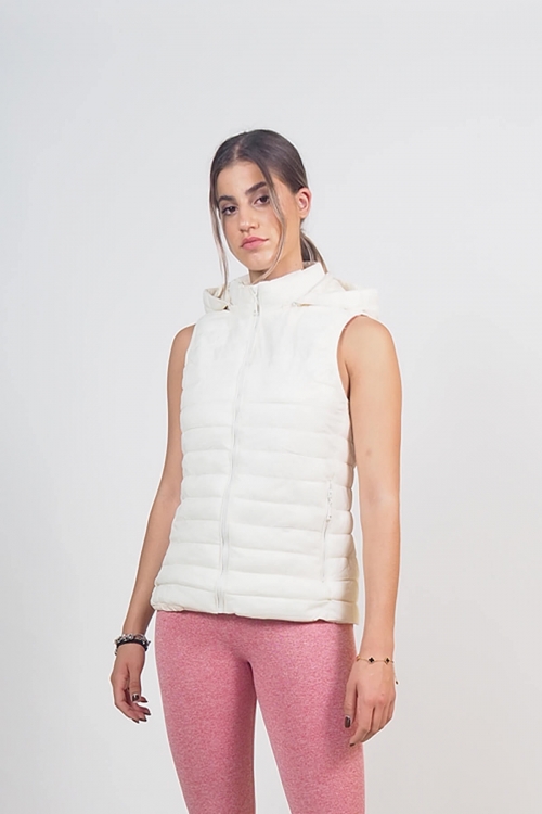 Sleeveless mini jacket with hoodie Pam